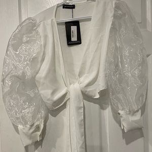 Sheer puff sleeve top